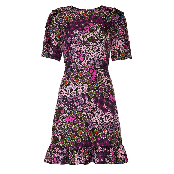 Kate Spade Floral Fit Flare Mini Dress Size 4 Smocked Silk Designer Cottage $428 - Picture 6 of 11